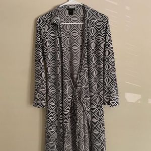 Black and White Circle Silk Tie Cardigan